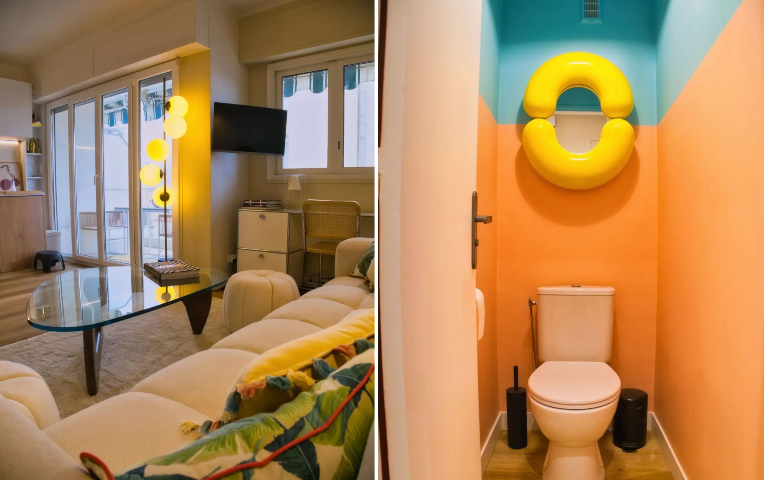 Interior design for living area and toilet in Canne